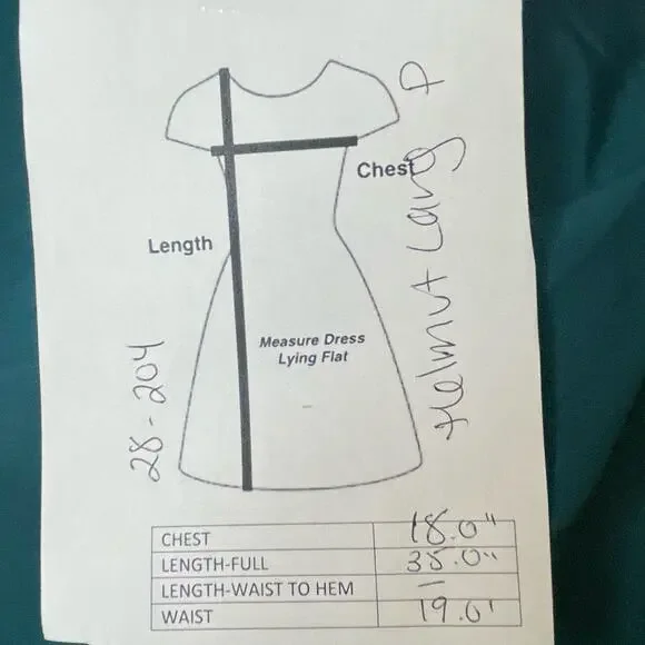 HELMUT LANG CASUAL SHIFT WESTERN MOD DRESS DEEP TEAL GREEN MEDIUM P - Picture 9 of 9